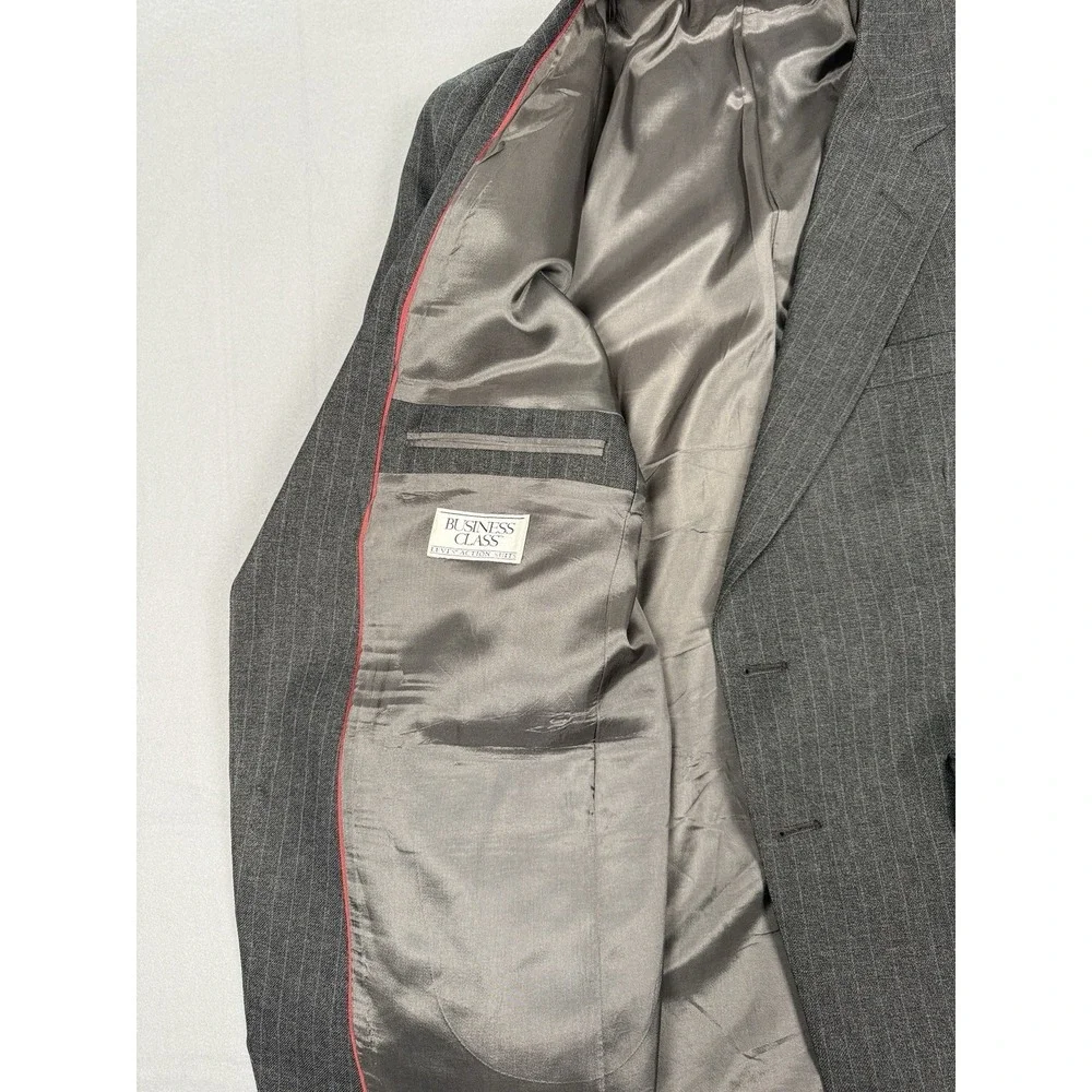 Vintage Levi's Men's 42R Suit Coat Action Business Class Jacket Gray Striped USA